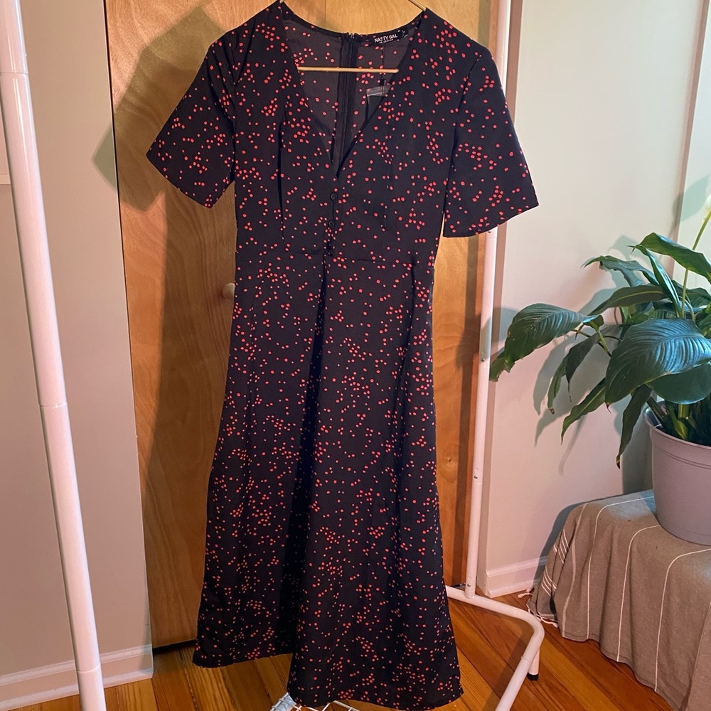 Nasty Gal Navy & Red Polka Dot Dress - 2